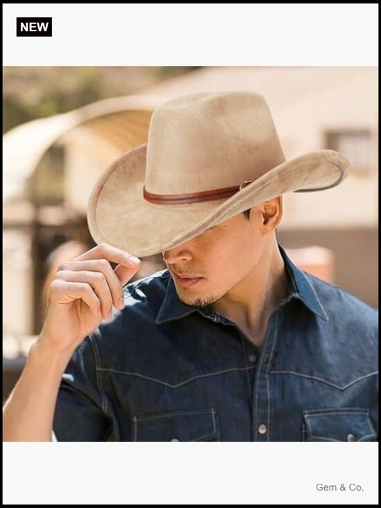 Classic Felt Wide Brim Cowboy Hat with Belt Buckle Retro Panama Rolled Up Unisex